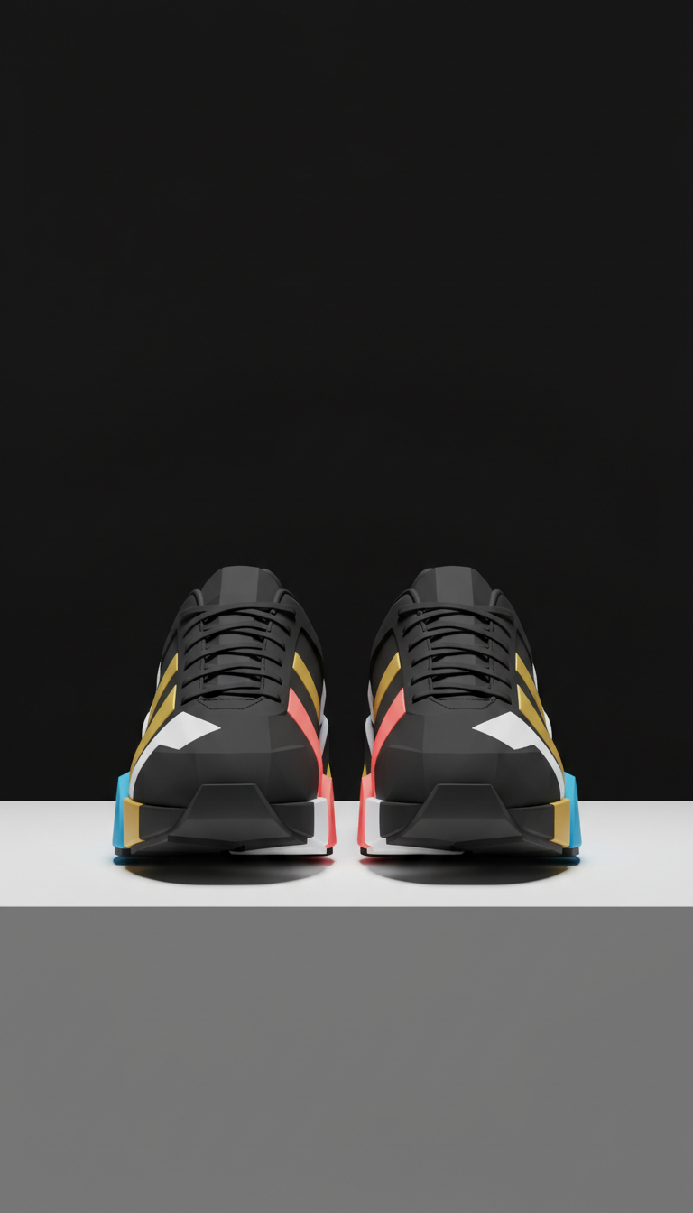Jet Black Geometric Sneakers
