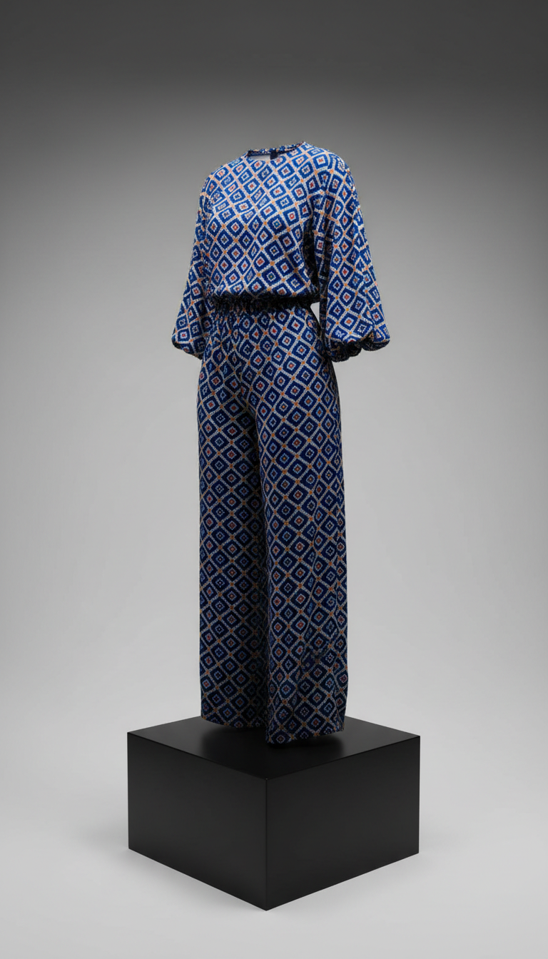 Bold Blue Patterned Jumpsuit